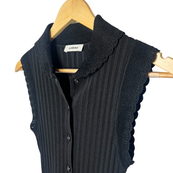 NEW Sandro Black Sleeveless Ribbed Knit Maxi Dress Size XS - Picture 2 of 5